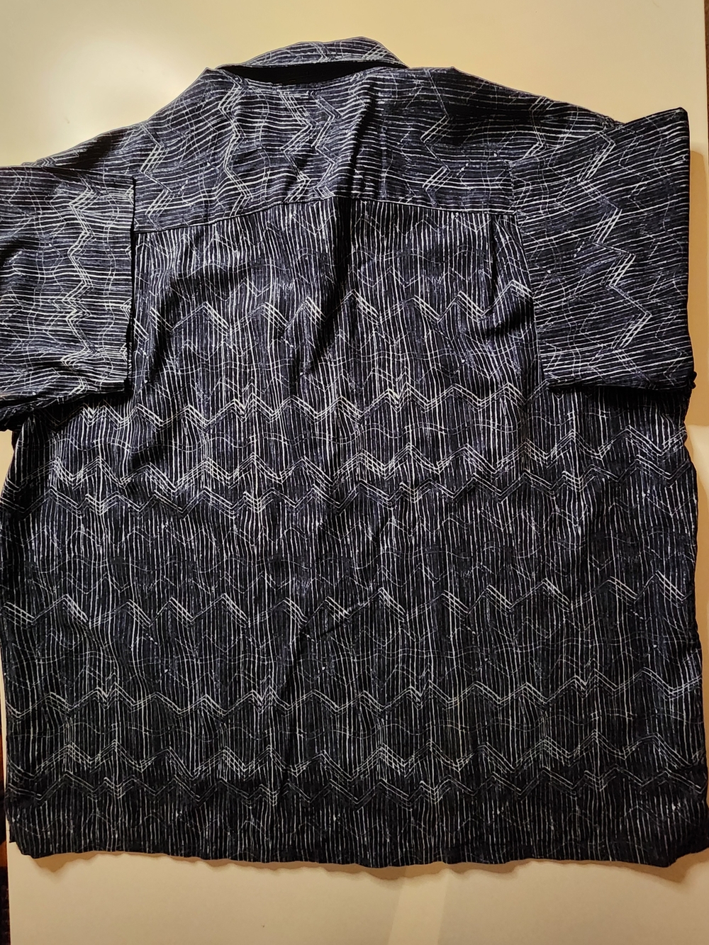 St. John's Bay Navy Button-Down Shirt with White Geometric Print - Picture 5 of 5
